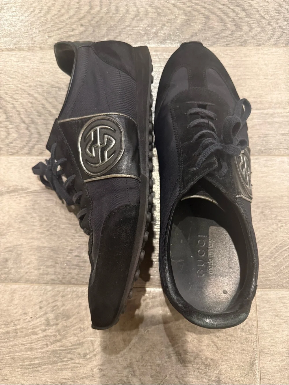 Gucci Black Low-Top Men's Sneakers with GG Emblem size 10 G